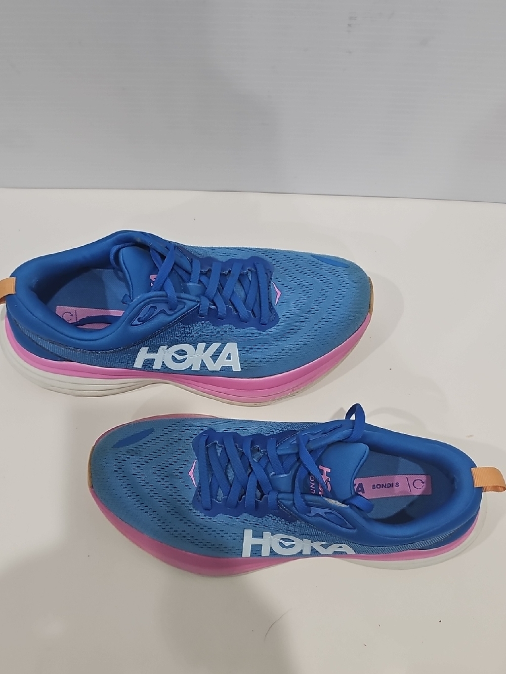 Women's Size 9.5 B Hoka Clifton Running Sneakers Blue Pink - Picture 2 of 12